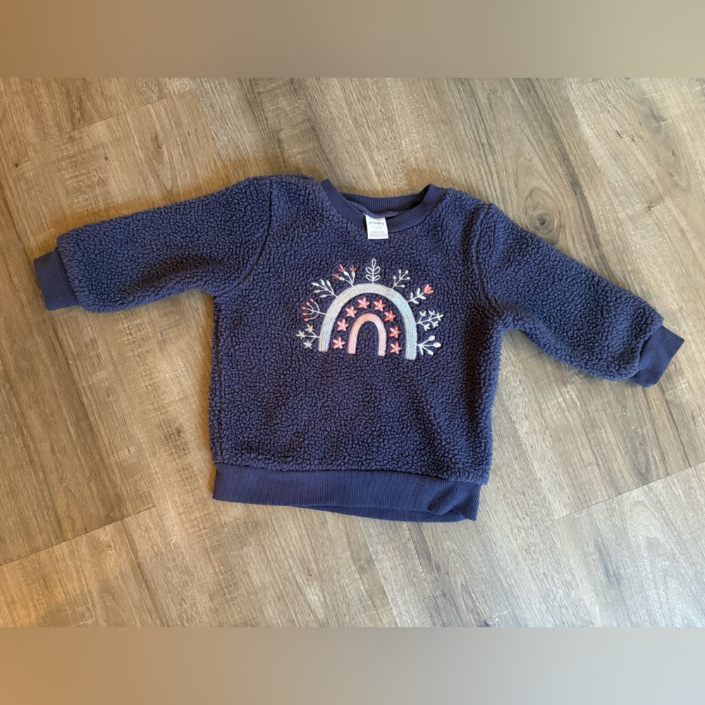 🌼3/$20 Cozy Navy Fleece Sweatshirt & Pants with Rainbow Embroidery